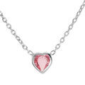 Collier en argent rhodi&eacute; cha&icirc;ne avec pendentif coeur en oxyde rose sertis 37+3cm