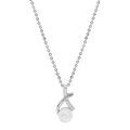 Colliers sur Artemare : Collier en argent rhodi&eacute; cha&icirc;ne avec pendentif perle de culture d'eau douce blanche et oxydes blancs sertis 42+3cm