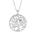 Colliers sur Artemare : Collier en argent rhodi&eacute; cha&icirc;ne avec pendentif arbre de vie et chouette empierr&eacute;e 40+5cm