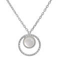 Collier en argent rhodi&eacute; cha&icirc;ne avec pendentif rond Nacre v&eacute;ritable v&eacute;ritable 40+5cm