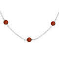 Collier en argent rhodi&eacute; cha&icirc;ne avec perles d' Ambre v&eacute;ritable couleur miel 42+3cm Artemare