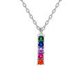 Colliers sur Artemare : Collier en argent rhodi&eacute; cha&icirc;ne avec pendentif rectangulaire empierr&eacute; multi couleurs r&eacute;glable 40+4cm