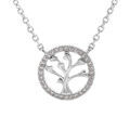 Colliers sur Artemare : Collier en argent rhodi&eacute; cha&icirc;ne avec pendentif arbre de vie contour oxydes blancs sertis 41+3cm