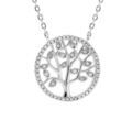 Collier en argent rhodi&eacute; cha&icirc;ne avec pendentif arbre de vie oxydes blancs et contour oxydes blancs sertis 40+3cm Artemare