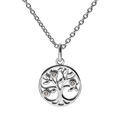Collier en argent rhodi&eacute; cha&icirc;ne avec pendentif arbre de vie oxydes blancs sertis 42+3cm Artemare