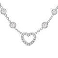 Collier en argent rhodi&eacute; oxydes en chute blancs sertis et c?ur &eacute;vid&eacute; avec oxydes 39+3cm