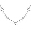Colliers sur Artemare : Collier en argent rhodi&eacute; coeurs &eacute;vid&eacute;s avec oxydes blancs sertis 41+3cm