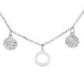 Colliers sur Artemare : Collier en argent rhodi&eacute; pampilles diamant&eacute;es et anneau d&eacute;coup&eacute; 40+4cm