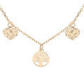 Colliers sur Artemare : Collier en argent et dorure jaune pampilles coeur et pendentif arbre de vie 40+4cm