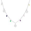Colliers sur Artemare : Collier en argent rhodi&eacute; cha&icirc;ne avec pastilles lisses et perles facet&eacute;es 40+4cm