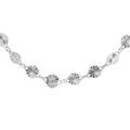 Chaine sur Artemare : Collier en argent rhodi&eacute; maille pastilles serr&eacute;es diamant&eacute;s 40+4cm