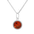 Collier en argent rhodi&eacute; cha&icirc;ne avec pendentif Ambre v&eacute;ritable (8mm) 40+5cm Artemare