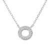 Collier en argent rhodi&eacute; cha&icirc;ne avec pendentif cercle pav&eacute; d'oxydes blancs sertis 42+3cm