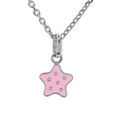 Collier en argent rhodi&eacute; cha&icirc;ne avec pendentif &eacute;toile rose &agrave; poids 36+2cm Artemare