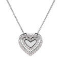 Collier en argent rhodi&eacute; cha&icirc;ne avec pendentif coeur oxydes blancs 41+3cm