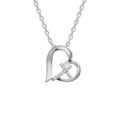 Collier en argent rhodi&eacute; cha&icirc;ne avec pendentif coeur et croix oxydes blancs 42+3cm