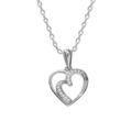 Collier en argent rhodi&eacute; cha&icirc;ne avec pendentif coeur torsade d'oxydes blancs 42+3cm