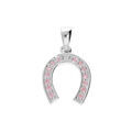 Pendentifs sur Artemare : Pendentif en argent rhodi&eacute; fer &agrave; cheval pav&eacute; d'oxydes roses