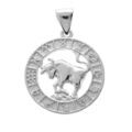 Pendentifs sur Artemare : Pendentif en argent rhodi&eacute; m&eacute;daille zodiaque Taureau