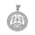 Pendentif en argent rhodi&eacute; m&eacute;daille zodiaque G&eacute;meaux Artemare