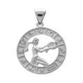 Pendentif en argent rhodi&eacute; m&eacute;daille zodiaque Vierge