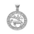 Pendentif en argent rhodi&eacute; m&eacute;daille zodiaque Sagittaire