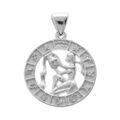 Pendentif en argent rhodi&eacute; m&eacute;daille zodiaque Verseau