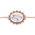 Bracelet en acier et PVD rose cha&icirc;ne avec Turquoise blanche v&eacute;ritable 16+2+2cm