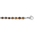 Bracelet en acier perles en pierres Oeil de tigre v&eacute;ritable marron 18+3cm Artemare