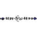 Bracelet en acier boules Oeil de tigre bleu v&eacute;ritable avec ancre longueur 19+3cm