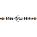 Bracelets sur Artemare : Bracelet en acier boules Oeil de tigre v&eacute;ritable marron avec ancre longueur 19+3cm