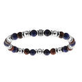 Bracelet extensible avec perles Oeil de tigre rouge et Lapis Lazuli v&eacute;ritable diam&egrave;tre 60mm