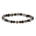 Bracelets sur Artemare : Bracelet extensible avec perles en Jaspe gris, pierre de lave et Bronze gris v&eacute;ritable diam&egrave;tre 60mm