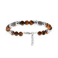 Bracelet en acier boules motifs et boules Oeil de tigre v&eacute;ritable longueur 19+3cm