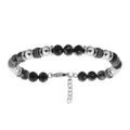 Bracelet en acier boules motifs et boules en Obsidienne v&eacute;ritable longueur 19+3cm Artemare