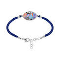 Bracelet Stella Mia en acier cordon bleu marine et pastille ovale avec visage multi couleurs et Nacre 16+3cm Artemare
