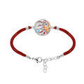 Bracelet Stella Mia en acier cordon rouge avec pastille ronde motif soleil multicouleur avec Nacre 16+3cm Artemare