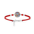 Bracelet Stella Mia en acier cordon rouge et pastille ronde multicouleur avec Nacre 16+3cm Artemare