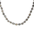 Collier perles de pierres Labradorite mat v&eacute;ritable et perles acier 50+5cm