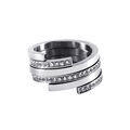 Bague en acier multi rangs d'oxydes blancs sertis Artemare
