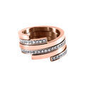 Bague en acier et PVD rose multi rangs d'oxydes blancs sertis Artemare