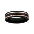Bagues sur Artemare : Bague en acier et PVD noir 2 filets en PVD rose