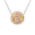 Collier en acier Stella Mia en acier pendentif rond motif soleil jaune orang&eacute; avec Nacre en 45cm +10cm