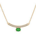Collier en vermeil cha&icirc;ne avec pendentif Emeraude v&eacute;ritable et barre de Topazes blanches 42+3cm
