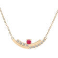 Colliers sur Artemare : Collier en vermeil cha&icirc;ne avec pendentif Rubis v&eacute;ritable et rail de Topazes blanches serties 42+3cm