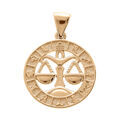 Pendentif en vermeil m&eacute;daille zodiaque Balance