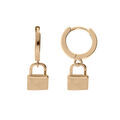 Boucles d'oreille sur Artemare : Cr&eacute;oles en plaqu&eacute; or cr&eacute;ole avec pampille cadenas