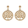 Boucles d'oreille sur Artemare : Boucles d'oreille en plaqu&eacute; or arbre de vie contour perl&eacute; suspendu et fermoir poussette