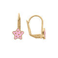 Boucles d'oreille en plaqu&eacute; or &eacute;toile rose &agrave; poids et fermoir dormeuse