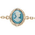 Bracelet en plaqu&eacute; or cha&icirc;ne avec Cam&eacute;e bleu 16+3cm